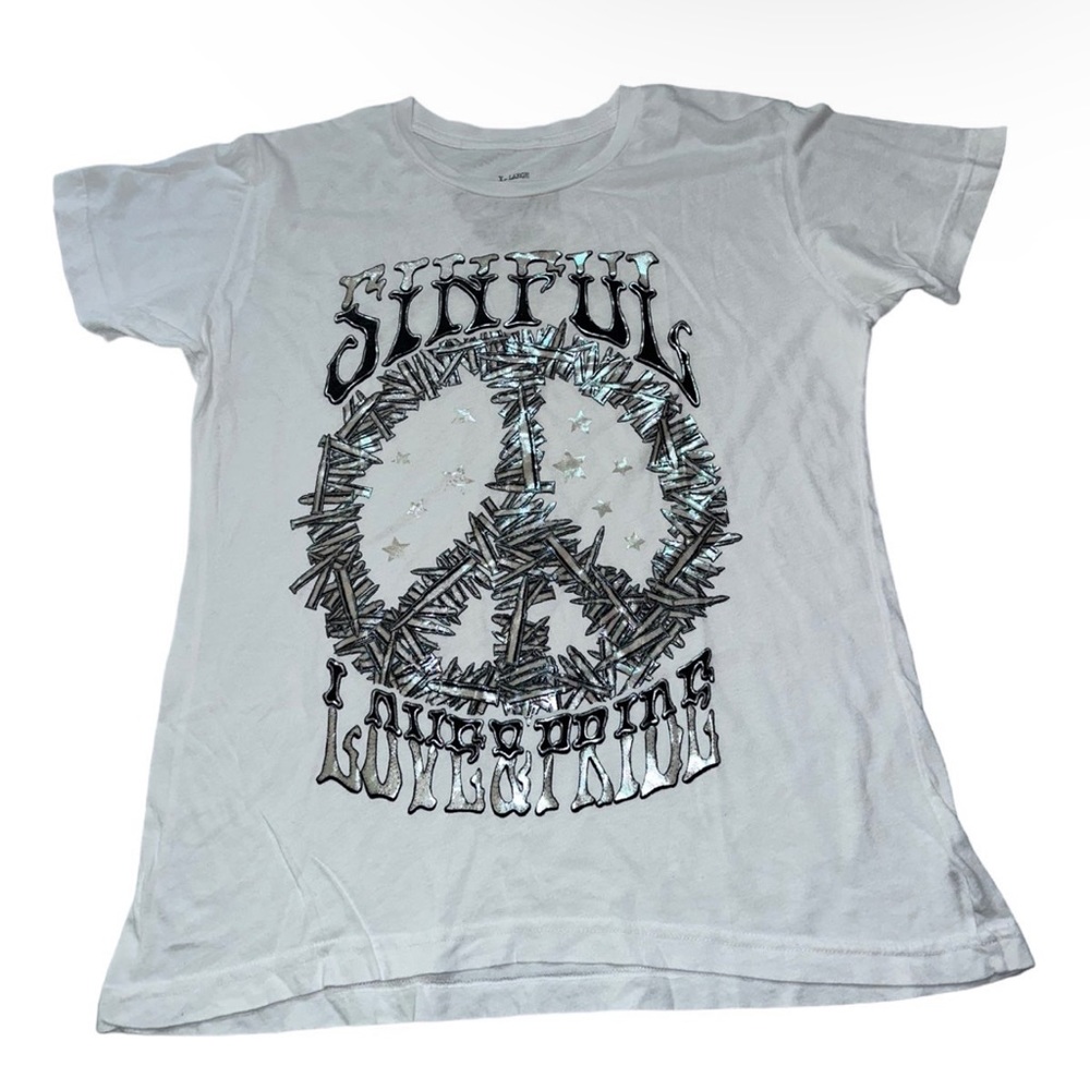 Women’s Sinful by Affliction Top T-Shirt Large XL NWOT Love Pride